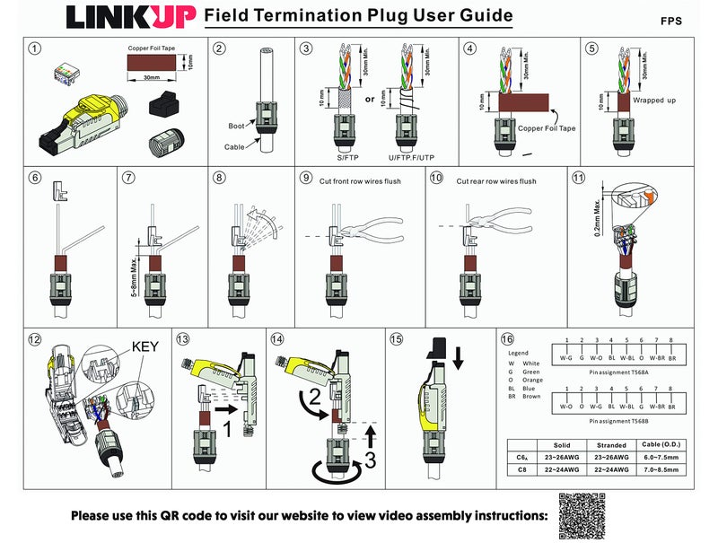 LINKUP - RJ45 Connectors Cat6A (12 Pack) Shielded Keystone Jack Zinc-Alloy Housing Modular Termination | 10G Easy Internet Tool Free Jacks | for Cat6A up to 22AWG Solid Bulk S/FTP Ethernet Cable - Image 5